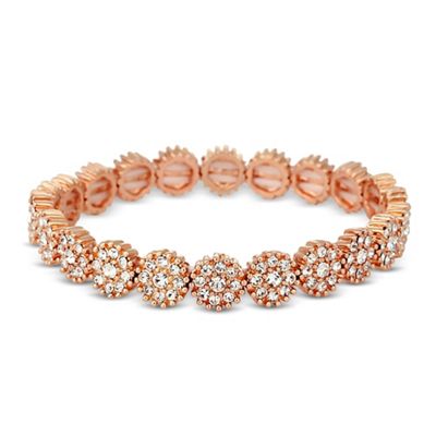 Rose gold crystal flower stretch bracelet